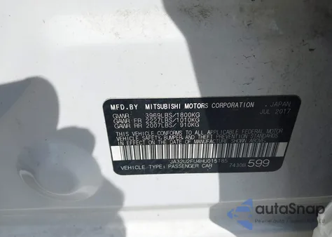 2017 Mitsubishi Lancer Es из США, поврежденный, VIN JA32U2FU4HU015185